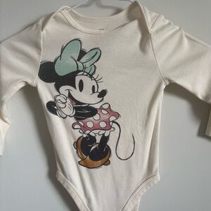 Disney Cream and Pink Minnie Mouse Bodysuit